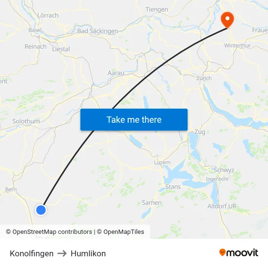 Konolfingen to Humlikon map