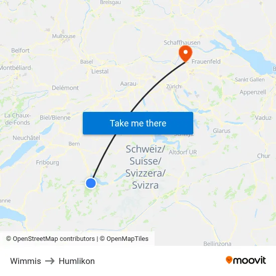 Wimmis to Humlikon map
