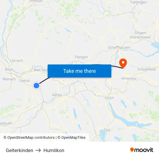 Gelterkinden to Humlikon map