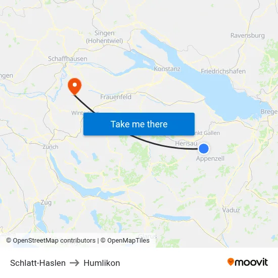 Schlatt-Haslen to Humlikon map