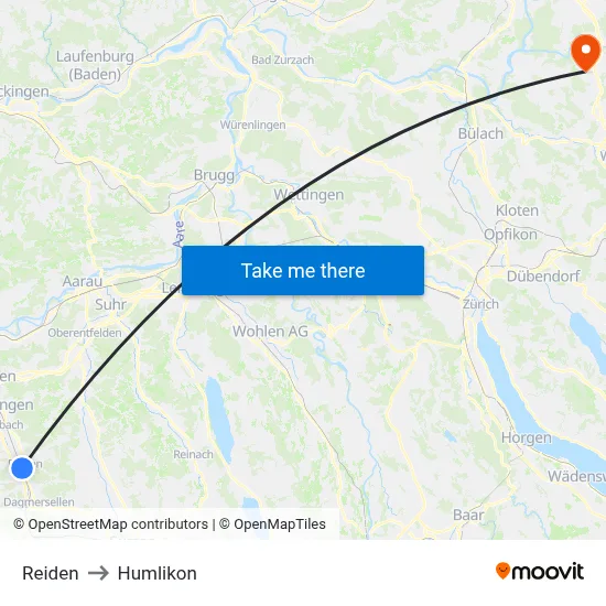 Reiden to Humlikon map