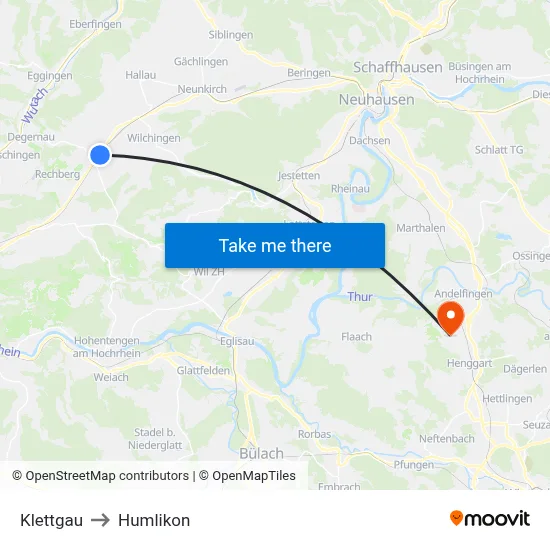 Klettgau to Humlikon map
