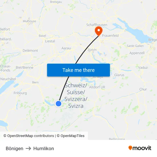 Bönigen to Humlikon map