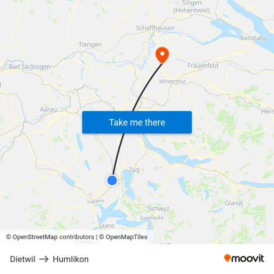 Dietwil to Humlikon map