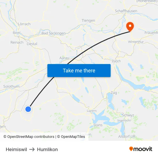 Heimiswil to Humlikon map
