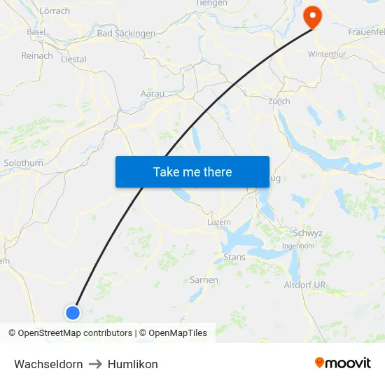 Wachseldorn to Humlikon map