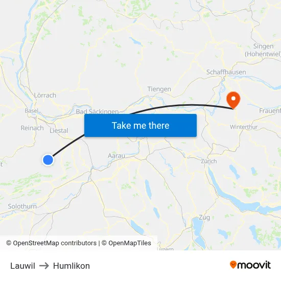 Lauwil to Humlikon map