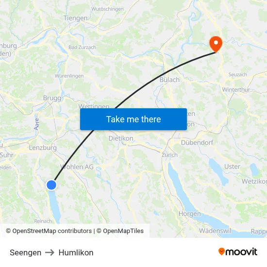 Seengen to Humlikon map