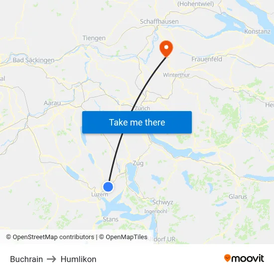 Buchrain to Humlikon map