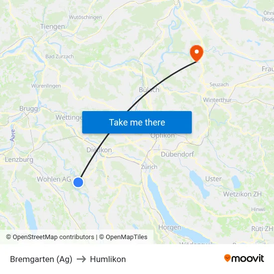 Bremgarten (Ag) to Humlikon map