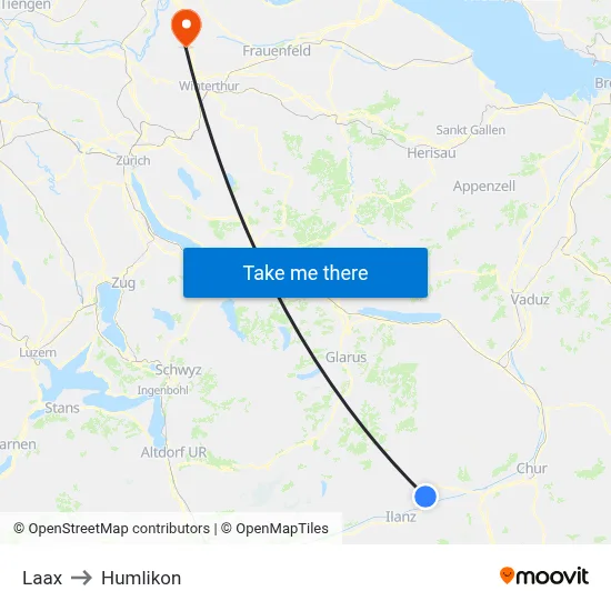 Laax to Humlikon map
