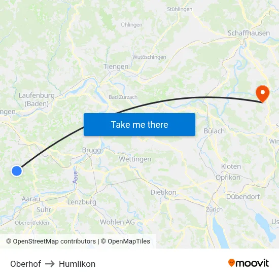 Oberhof to Humlikon map