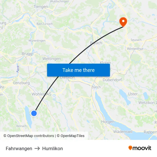 Fahrwangen to Humlikon map