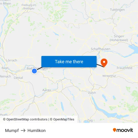 Mumpf to Humlikon map