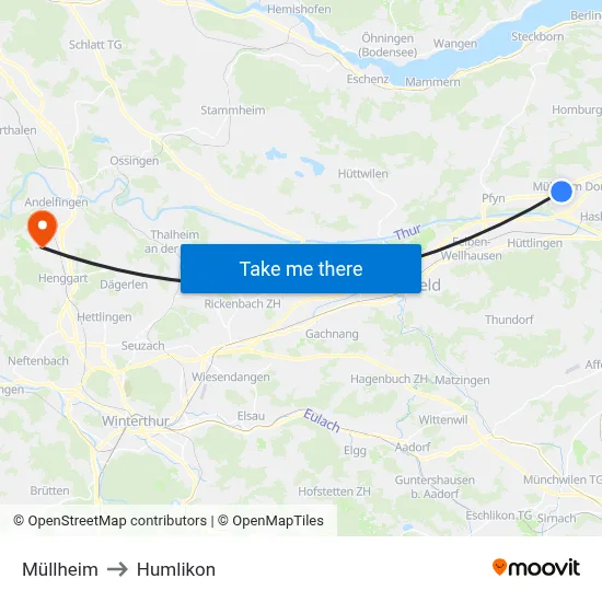 Müllheim to Humlikon map