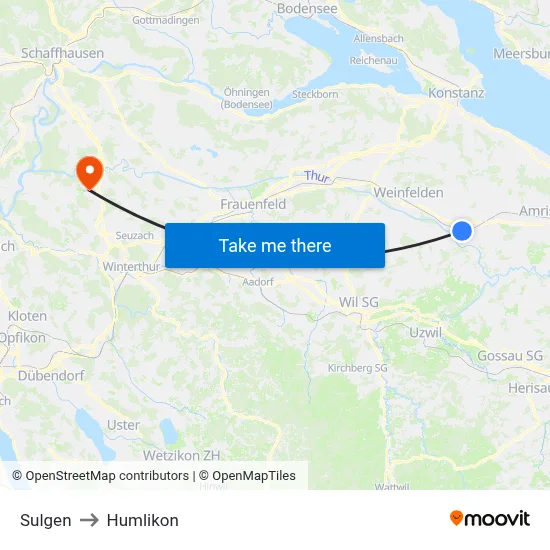 Sulgen to Humlikon map