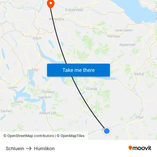 Schluein to Humlikon map