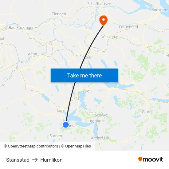 Stansstad to Humlikon map