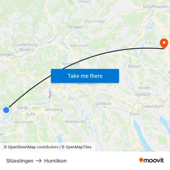 Stüsslingen to Humlikon map