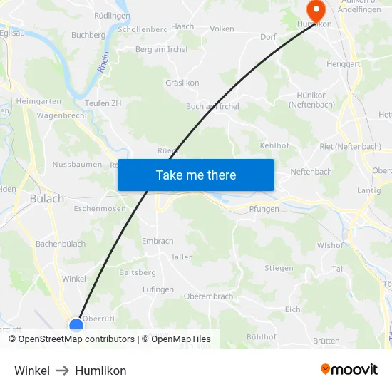Winkel to Humlikon map