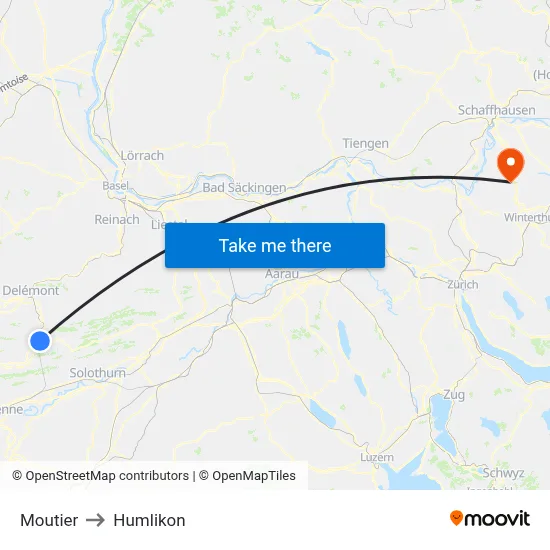 Moutier to Humlikon map
