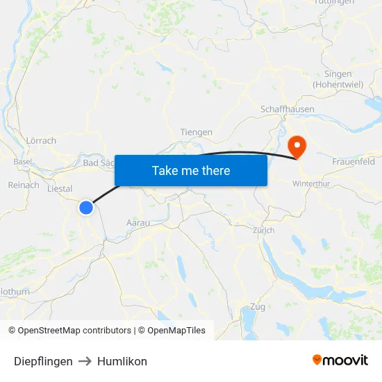 Diepflingen to Humlikon map