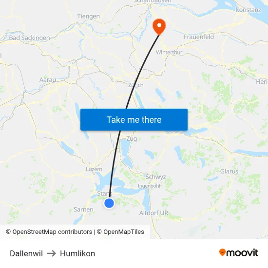 Dallenwil to Humlikon map