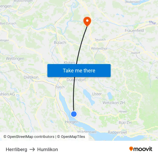 Herrliberg to Humlikon map