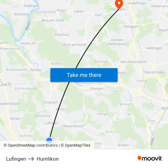 Lufingen to Humlikon map