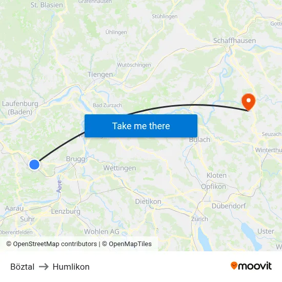 Böztal to Humlikon map