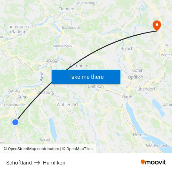 Schöftland to Humlikon map