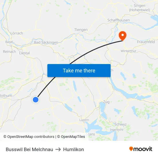 Busswil Bei Melchnau to Humlikon map