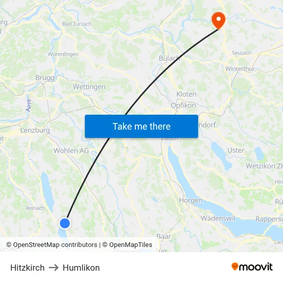 Hitzkirch to Humlikon map