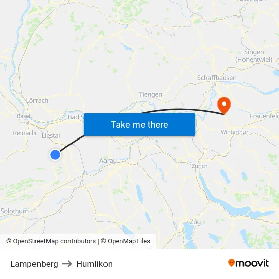 Lampenberg to Humlikon map
