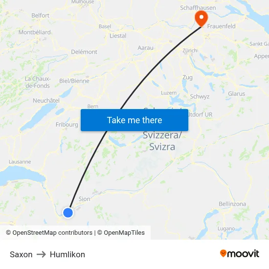 Saxon to Humlikon map