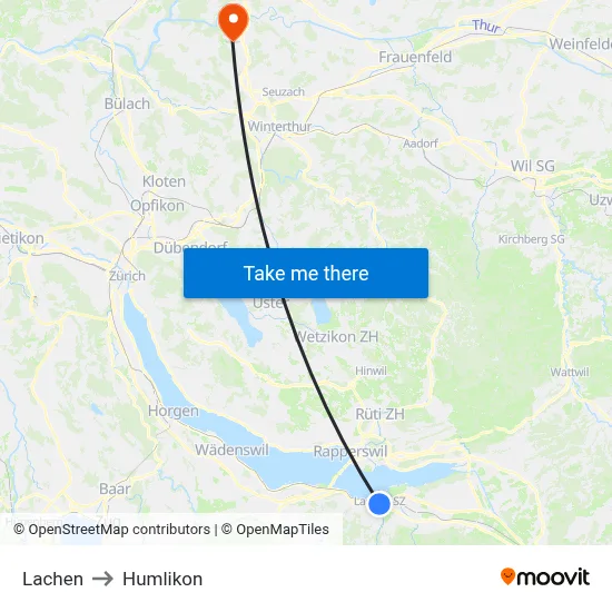 Lachen to Humlikon map