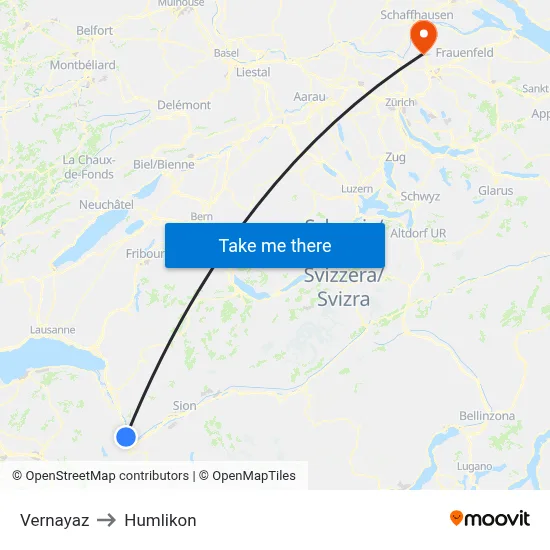 Vernayaz to Humlikon map