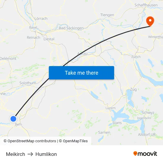 Meikirch to Humlikon map