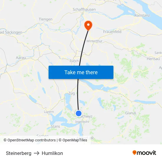 Steinerberg to Humlikon map