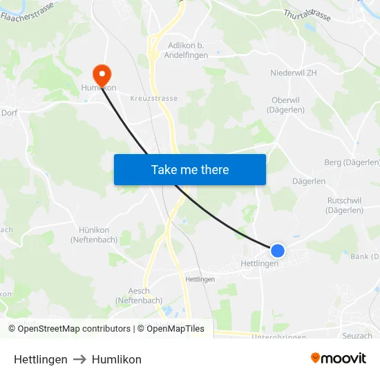 Hettlingen to Humlikon map