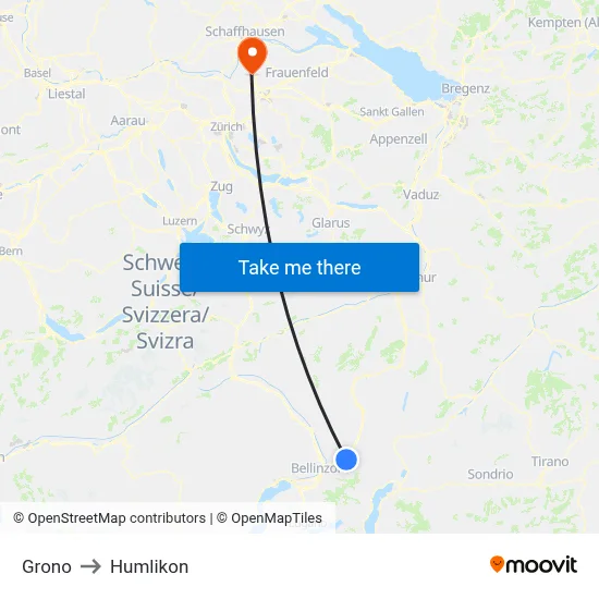 Grono to Humlikon map