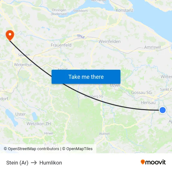 Stein (Ar) to Humlikon map