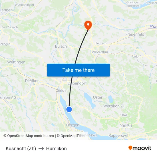 Küsnacht (Zh) to Humlikon map