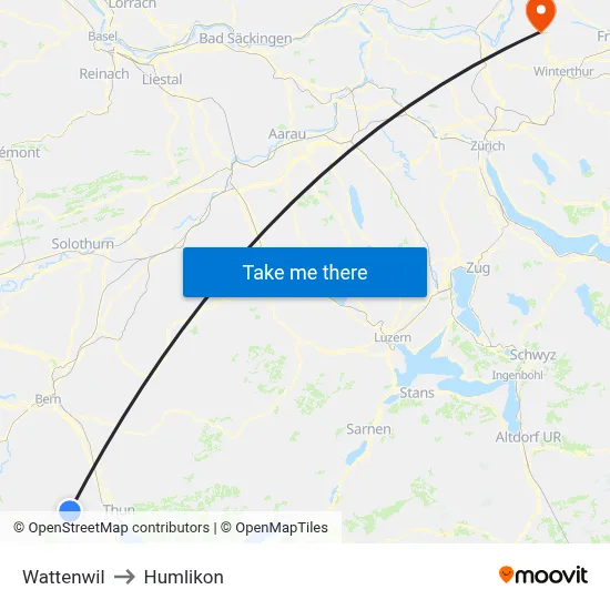 Wattenwil to Humlikon map