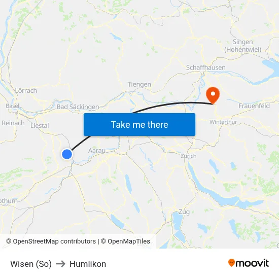Wisen (So) to Humlikon map