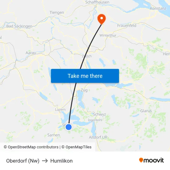 Oberdorf (Nw) to Humlikon map