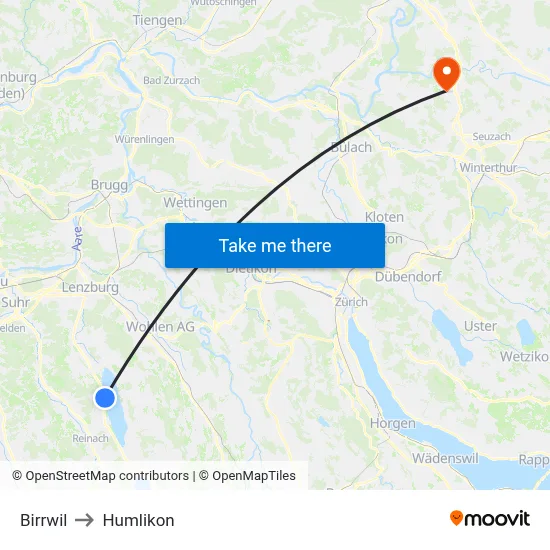 Birrwil to Humlikon map