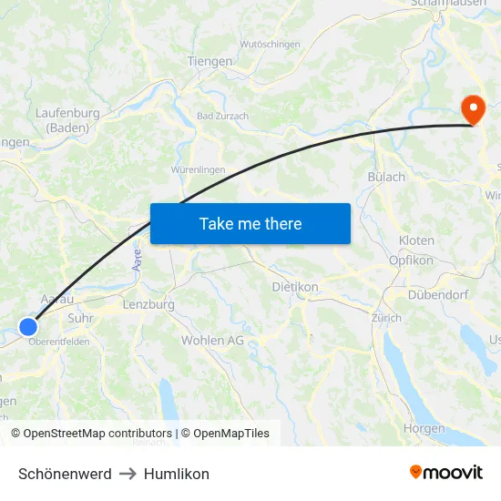 Schönenwerd to Humlikon map