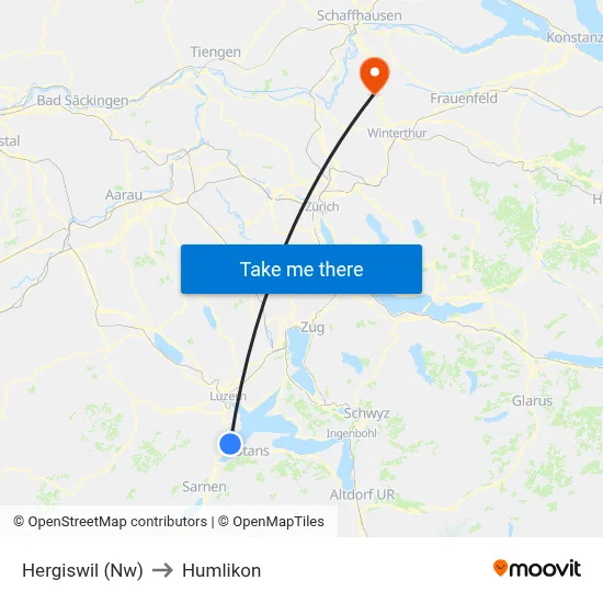Hergiswil (Nw) to Humlikon map