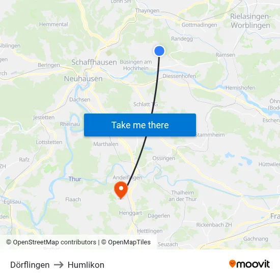 Dörflingen to Humlikon map
